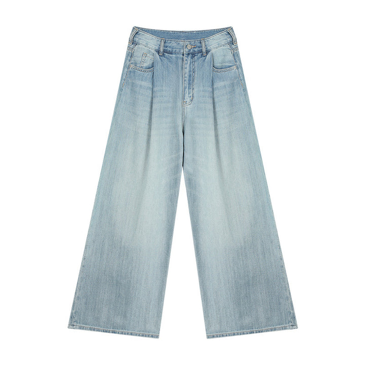 Dame brede denim-bukser med høje plisseringer og elegant snit Stilla