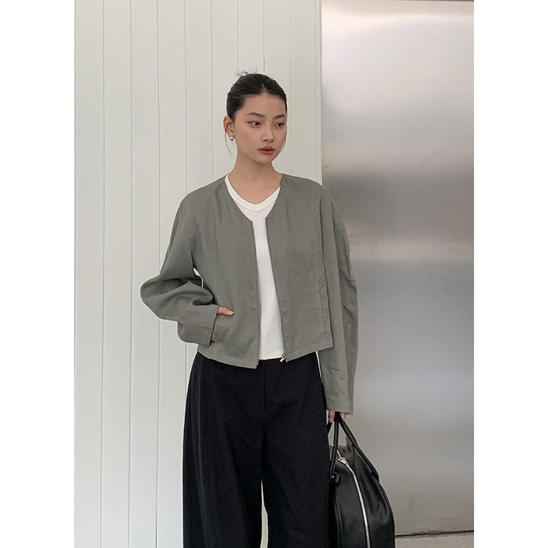 Damer cropped blazer med raffineret V-udskæring og skjult lynlås Stilla