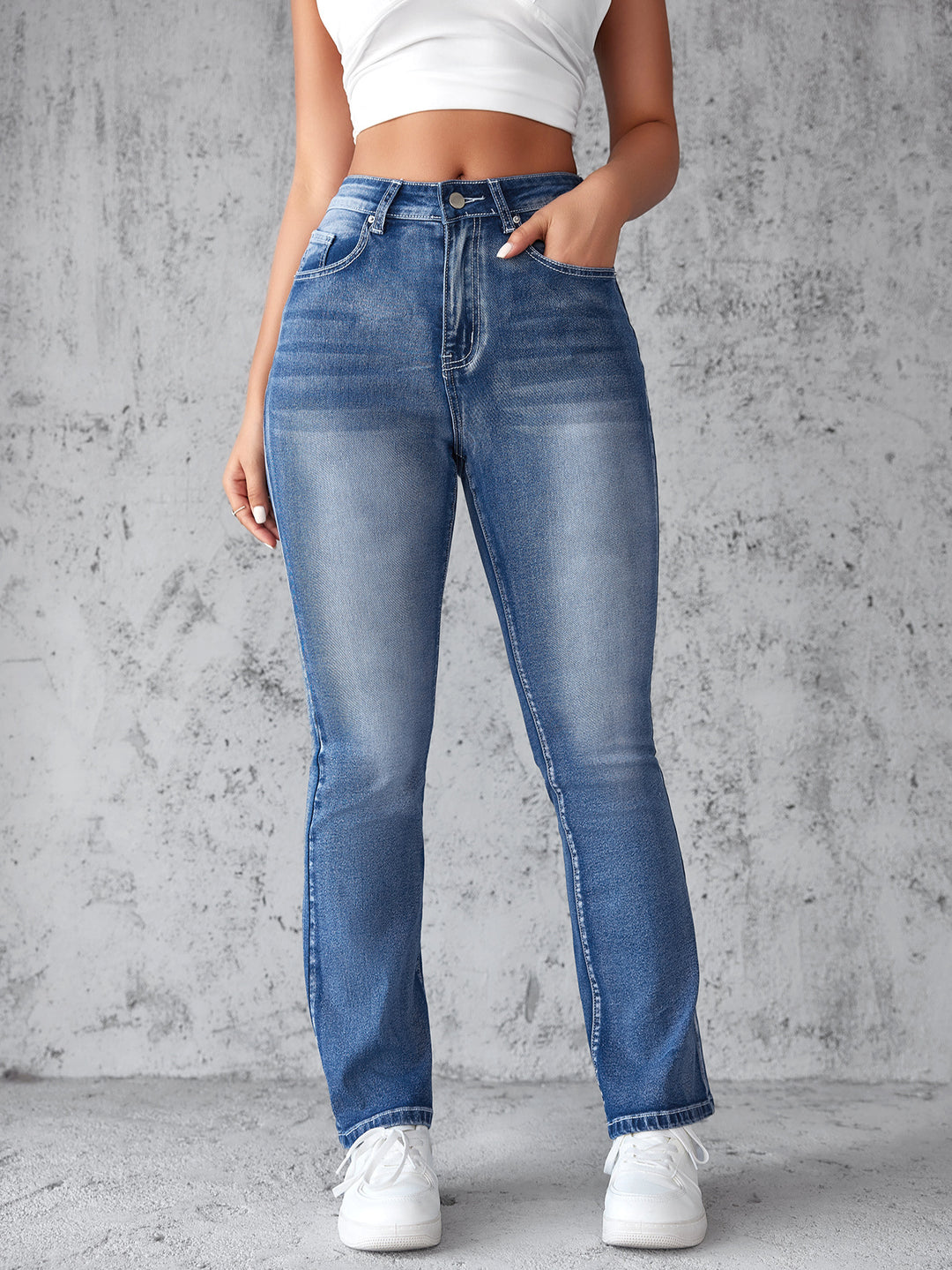 Kvinder Høj Talje Jeans med Udbredt Ben Skæring Stilla