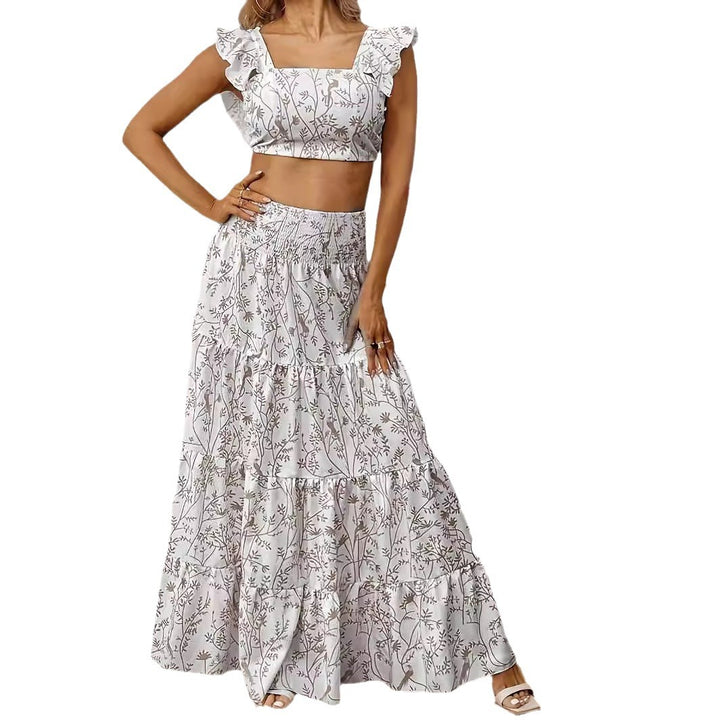 Dame to-delt sommeroutfit med blomsterdesign Stilla