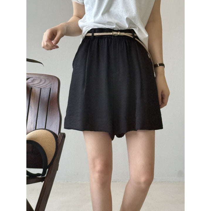 Dame casual shorts med elastisk liv og taljebånd Stilla