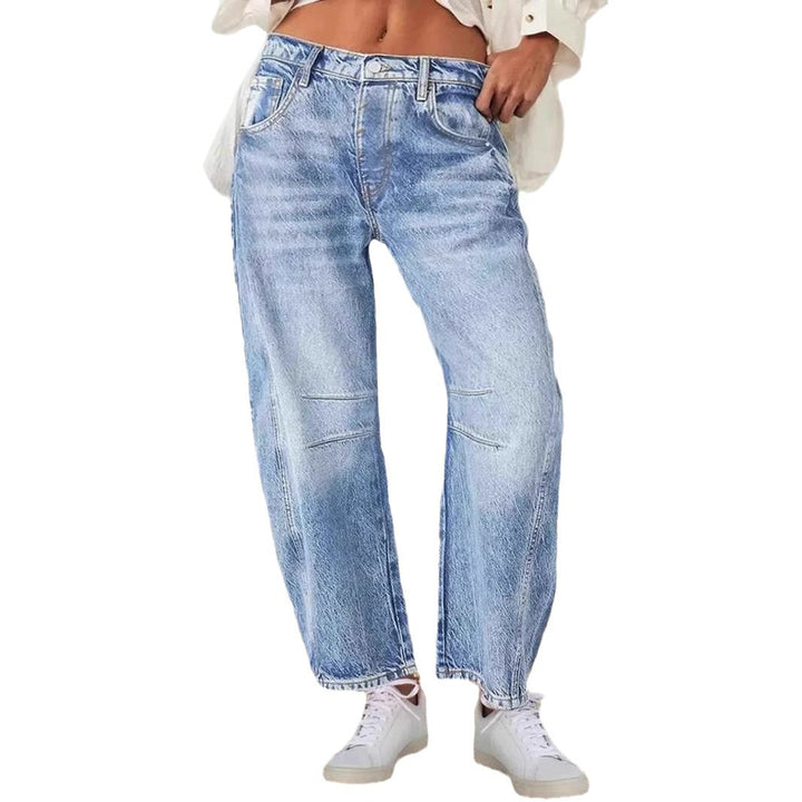 Kvindernes løstsiddende jeans i vintage look med frynset kant Stilla