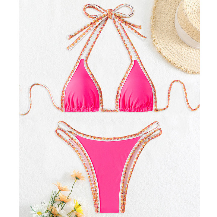 Dame triangel-bikini med dekorative bånd Skovae