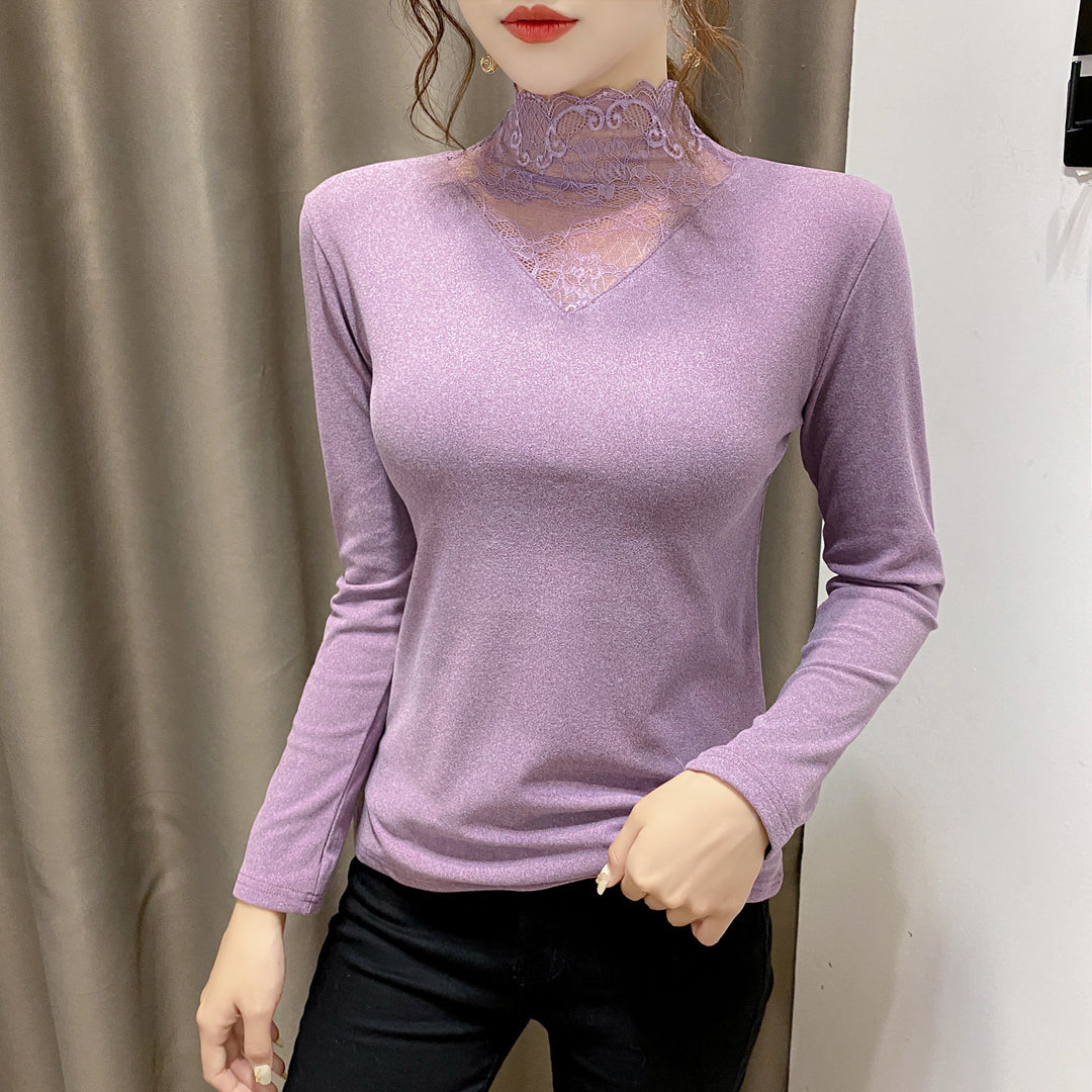 Dame skjorte med elegante blonde detaljer Stilla