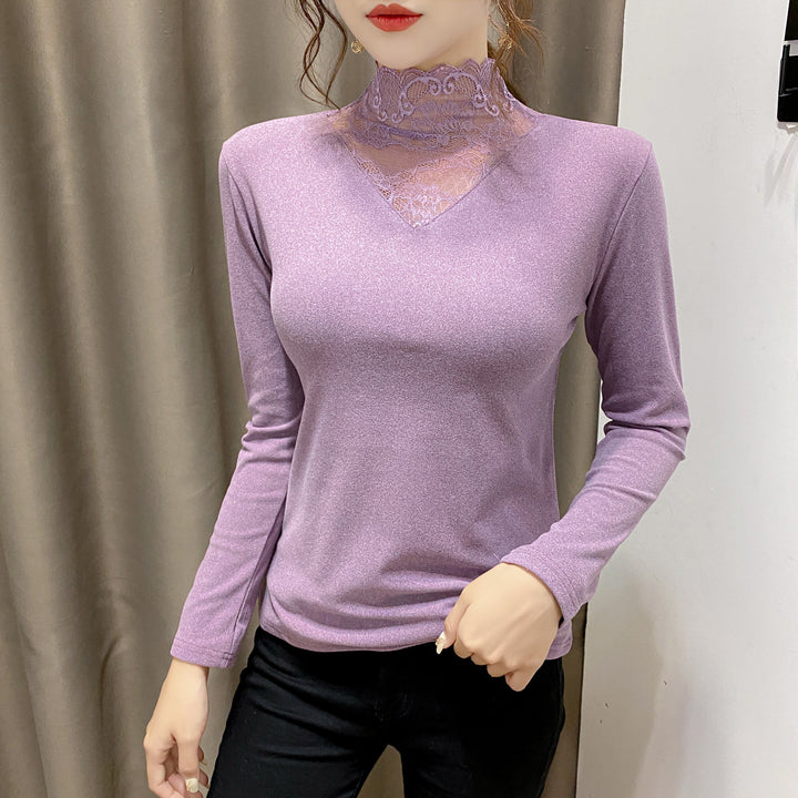 Dame skjorte med elegante blonde detaljer Stilla