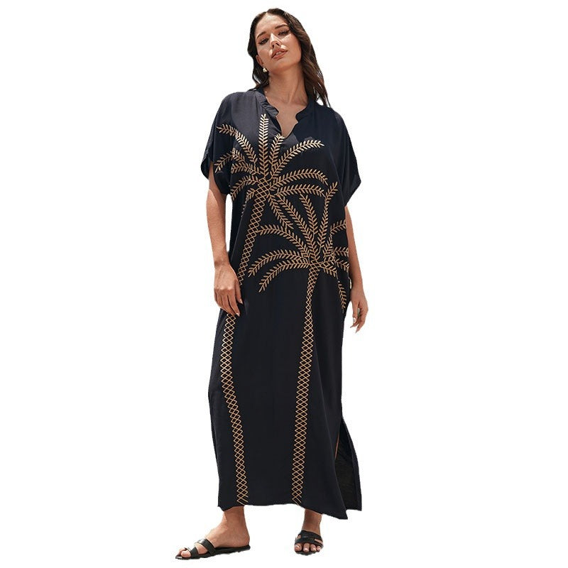 Dame Kaftan med kunstnerisk palme mønster Stilla