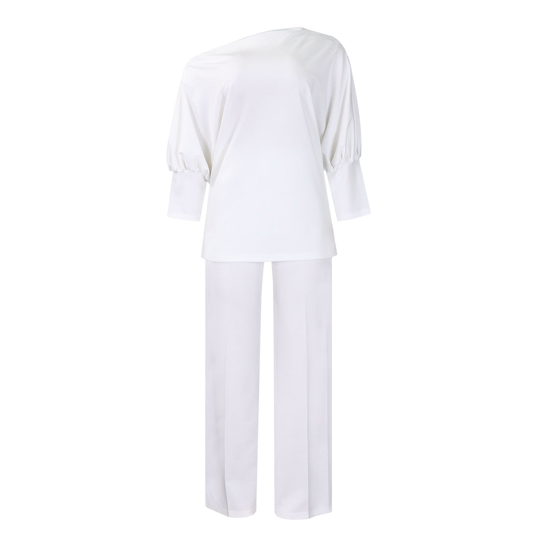 Damer Mode Jumpsuit med elegant asymmetrisk overdel og brede ærmer Stilla