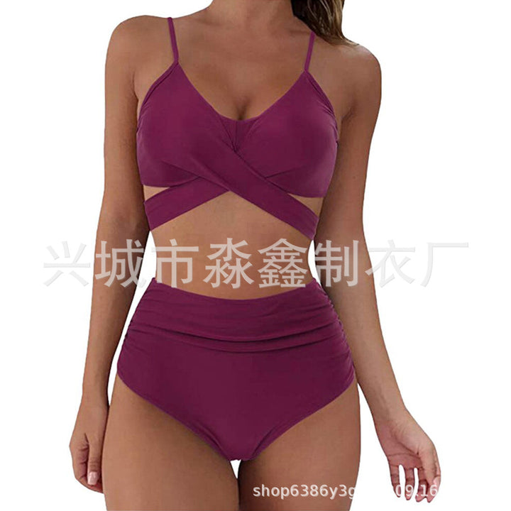 Dame Crop-Top bikini sæt med flettet design Skovae