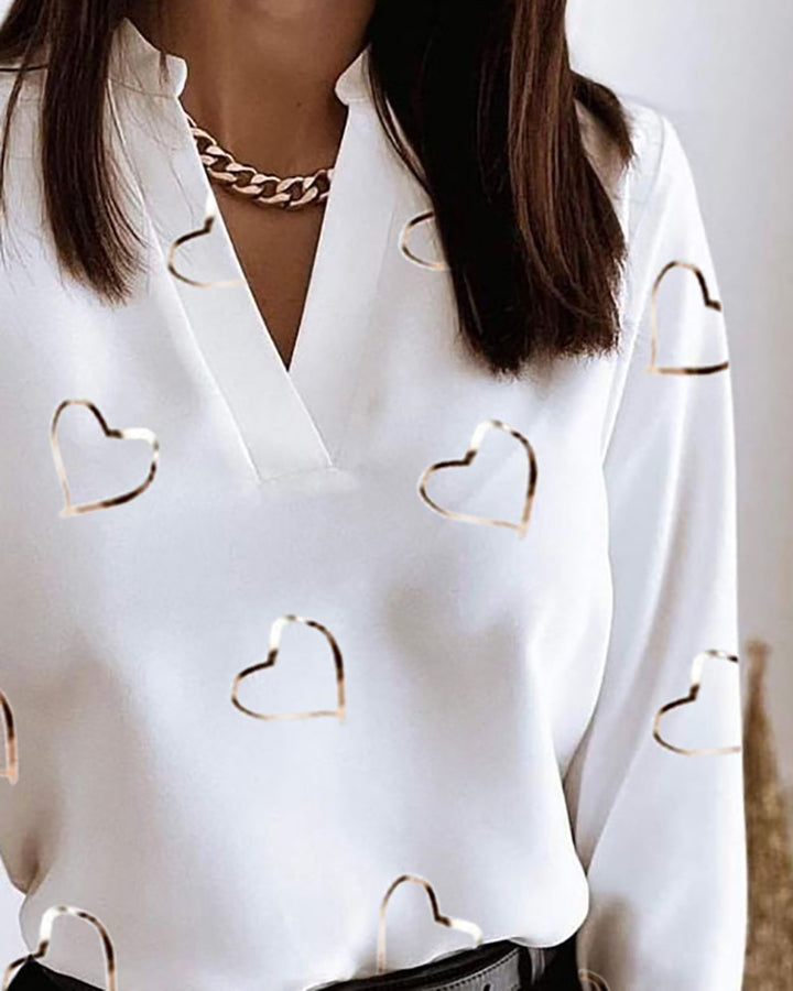 Damebluse med hjerteprint Stilla