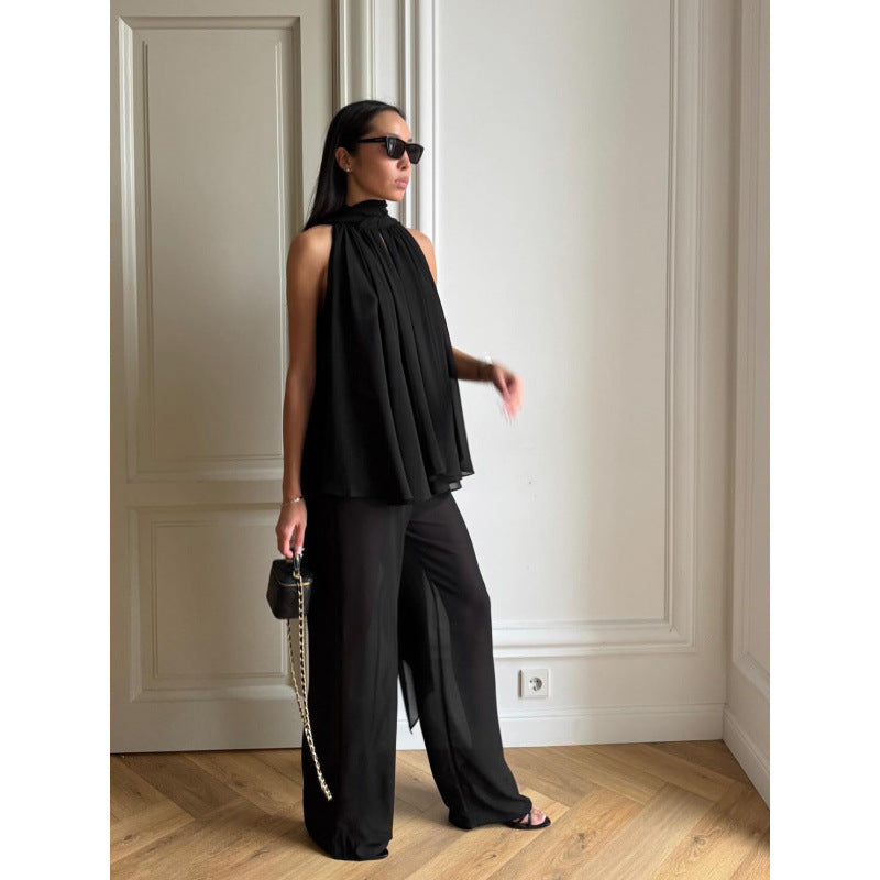 Damen Elegantes Top mit fließendem Schnitt und raffiniertem Halstuch Skovae