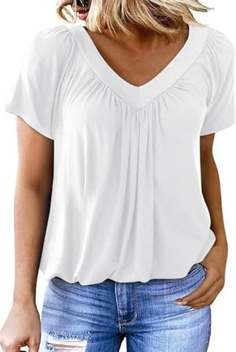 Dame Relaxed Fit V-Hals Bluse Stilla