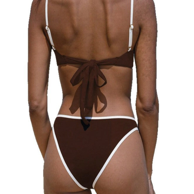 Dame bikini-sæt med smalle stropper og original kontrastdetalje Skovae