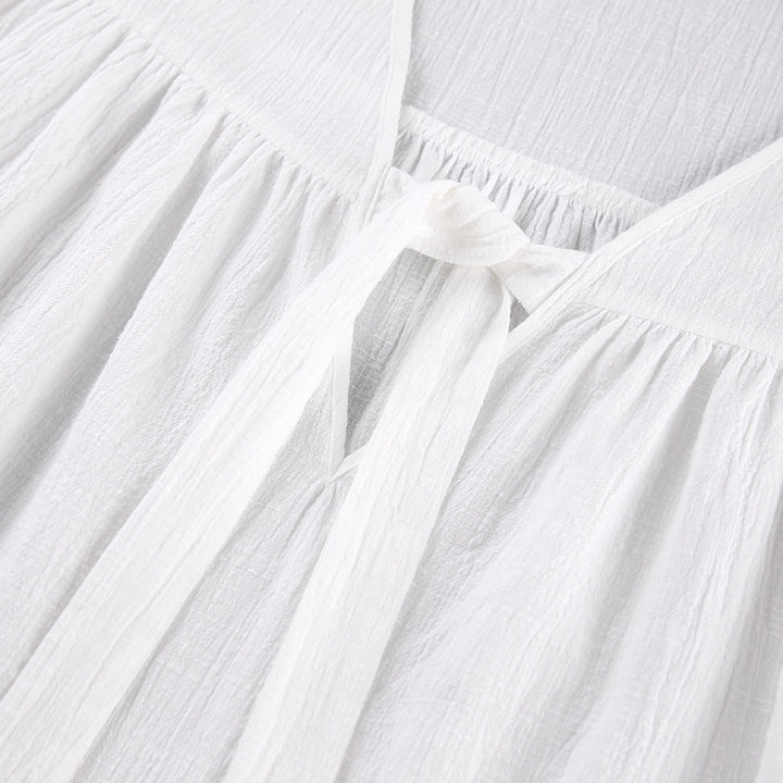 Dame let sommerloungewear med voluminøse ærmer og taljerbart design Stilla