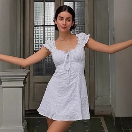 Dame Sommerligt Minikjole med Ruffle-detaljer og justerbart stropdesign Stilla