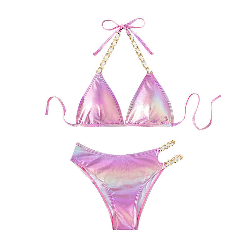 Dame Triangle-Bikini med kæde-detaljer Skovae