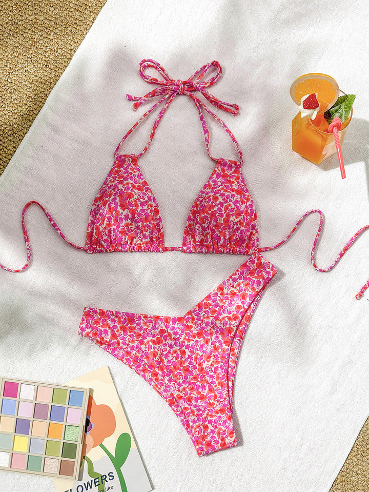 Dame triangel-bikini med justerbare stropper og legende blomsterprint Skovae