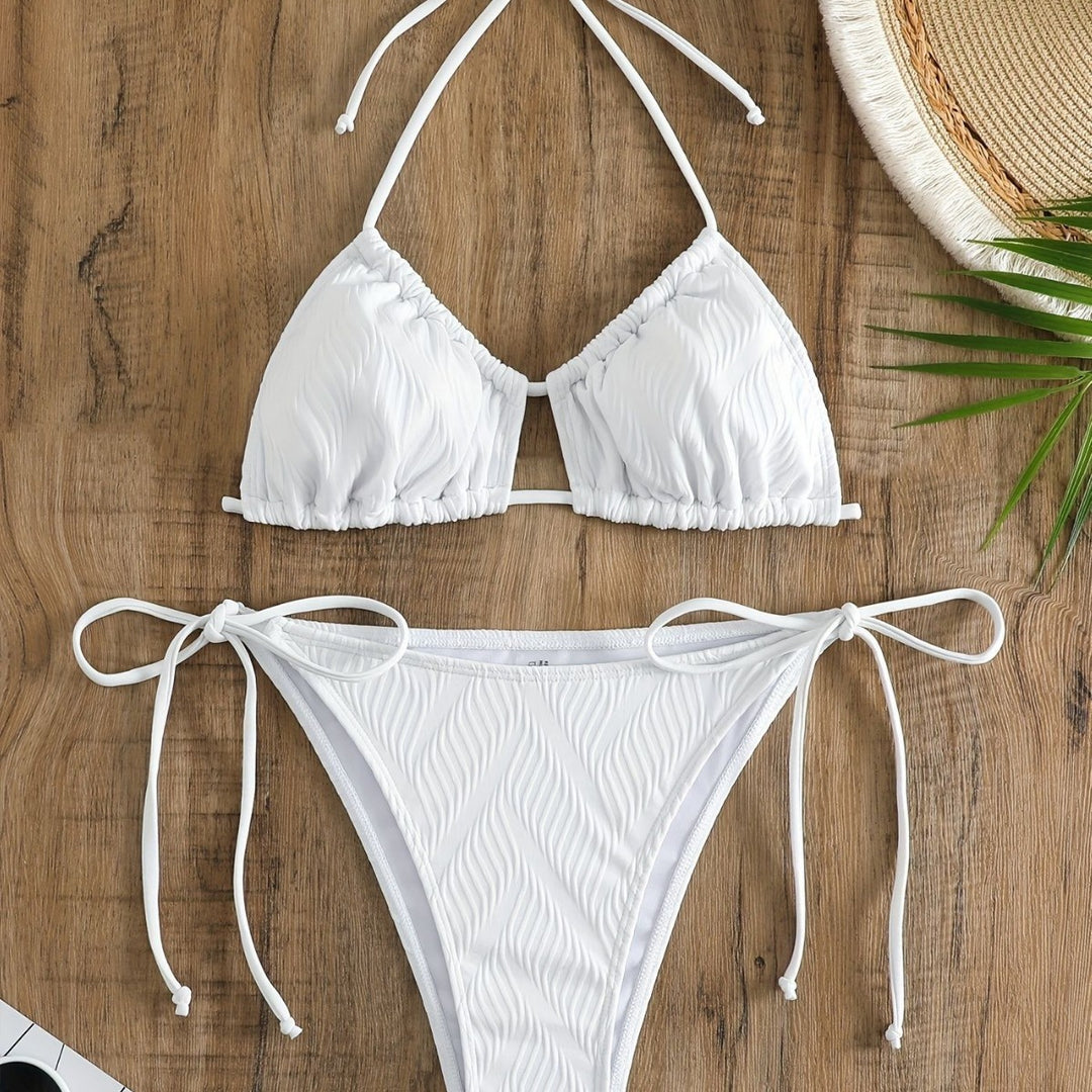Dame Triangel-Bikini med raffineret flæsedesign Skovae