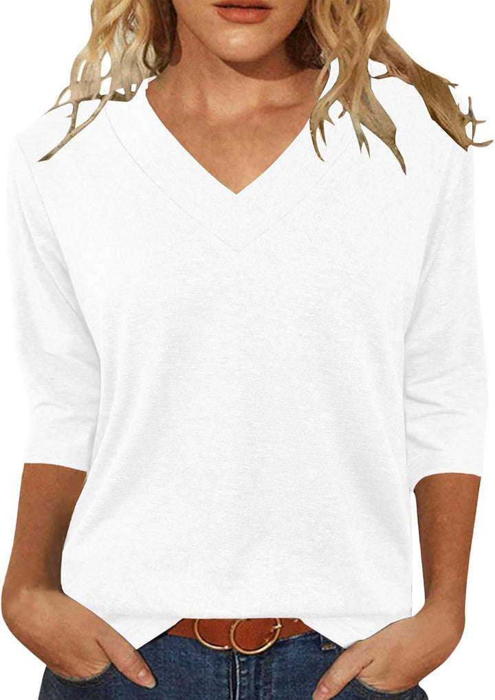 Dame Relaxed Fit V-Udskærings Top Stilla