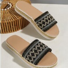 Dame Moda-sandaler med håndvævet strop-design og komfortabel platformsål Stilla