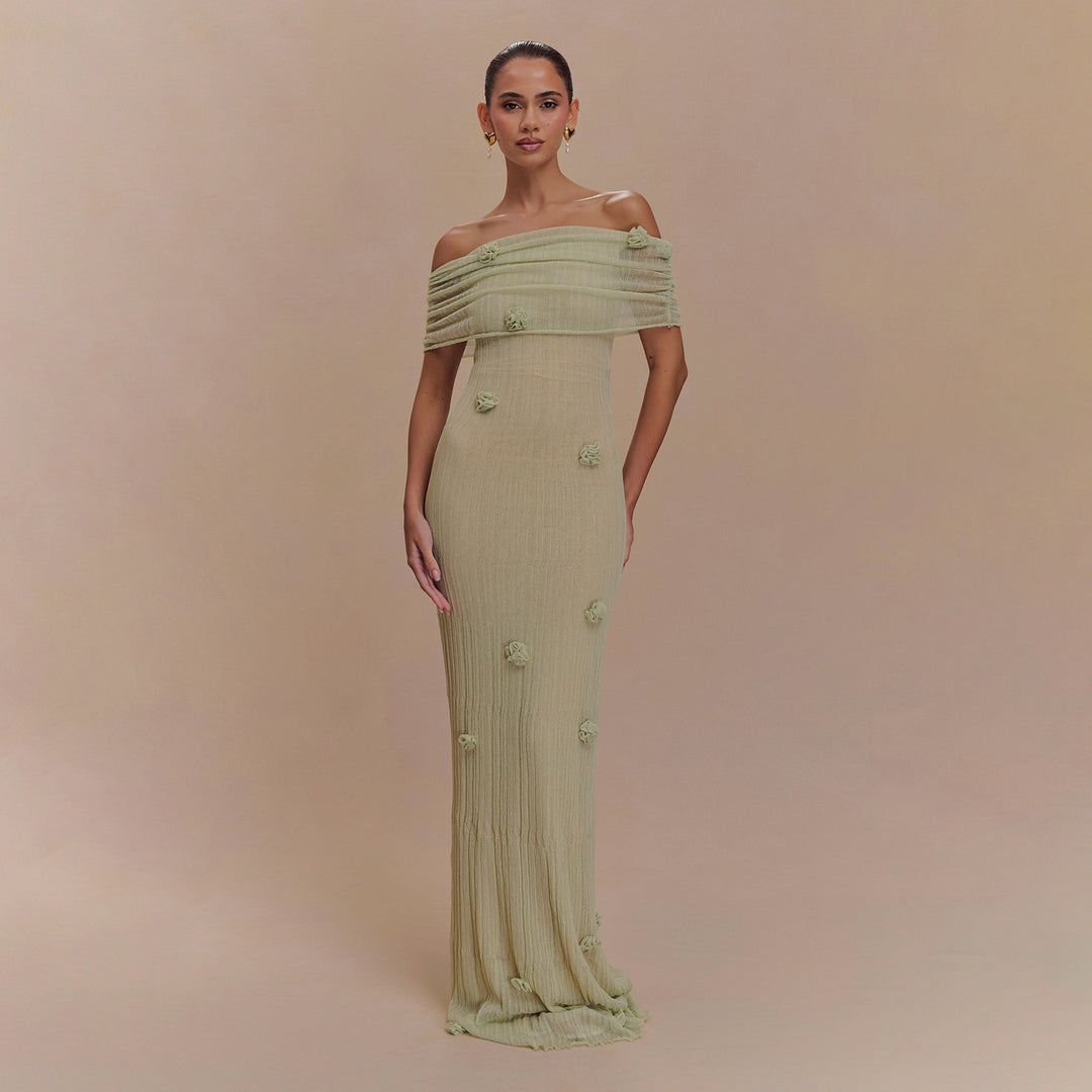 Dame Off-Shoulder Blomster Maxi Kjole Stilla
