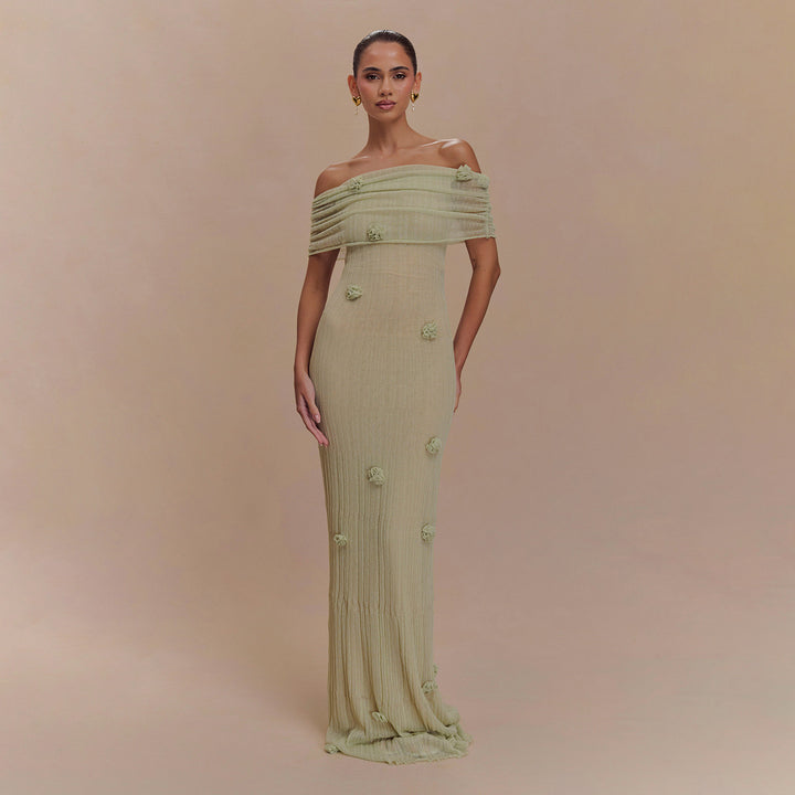 Dame Off-Shoulder Blomster Maxi Kjole Stilla