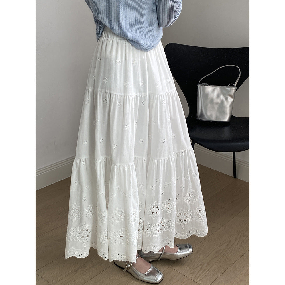 Dame Luftige Longskirt med legende broderier Stilla