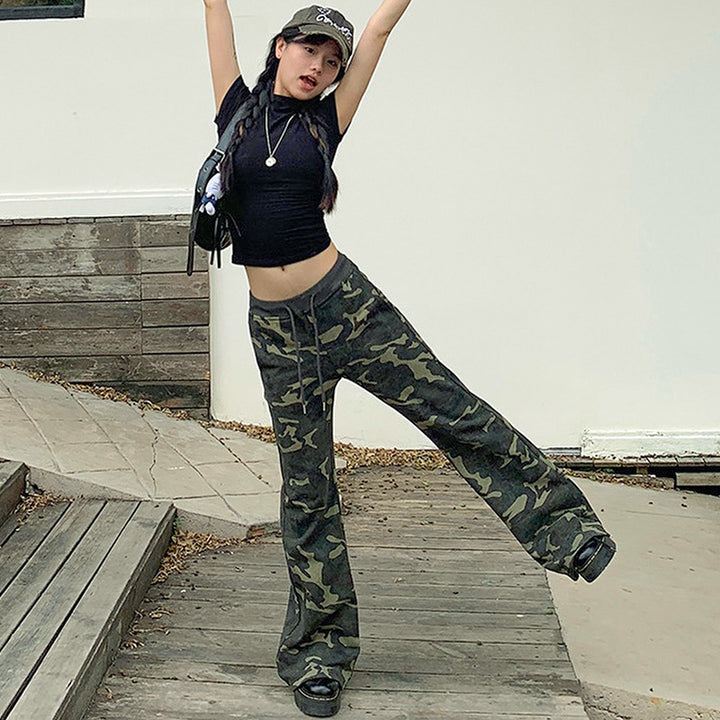 Dame Flared Camo Lounge-Bukser Stilla