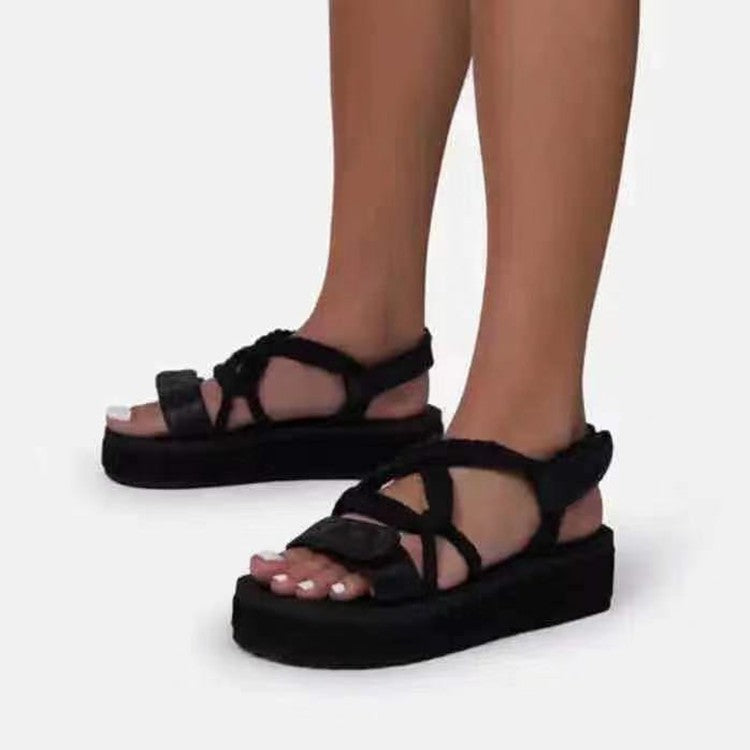 Dame Plateau-sandaler med flettede stropper og skridsikker sål Stilla