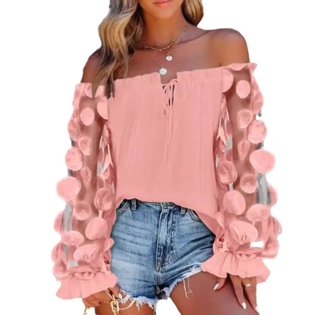 Dame Off-Shoulder Bluse med dekorative puffærmer Stilla