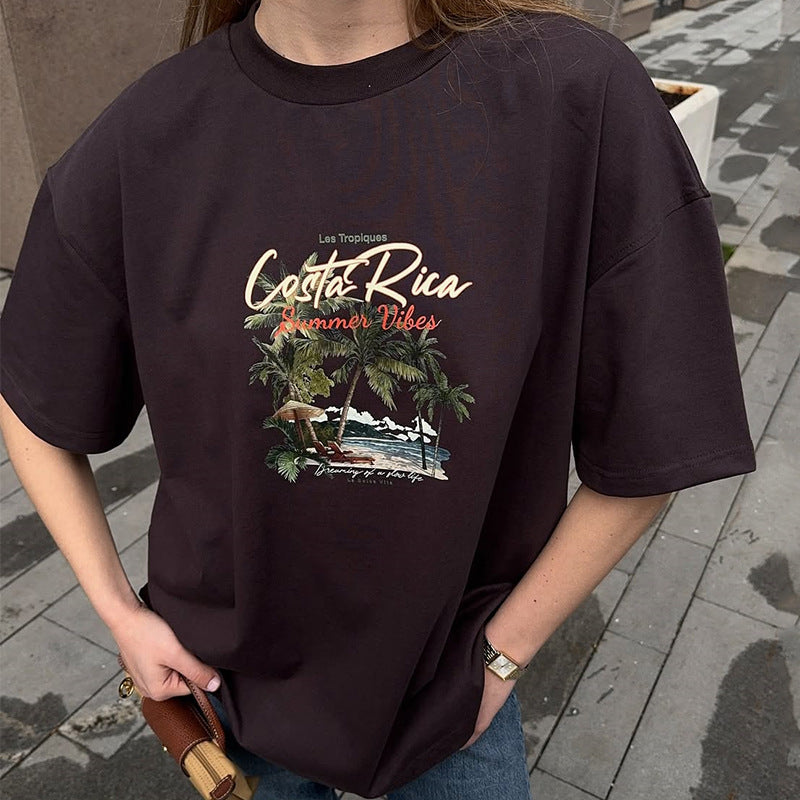 Dame Oversized T-Shirt med kreativt print og afslappet snit Stilla