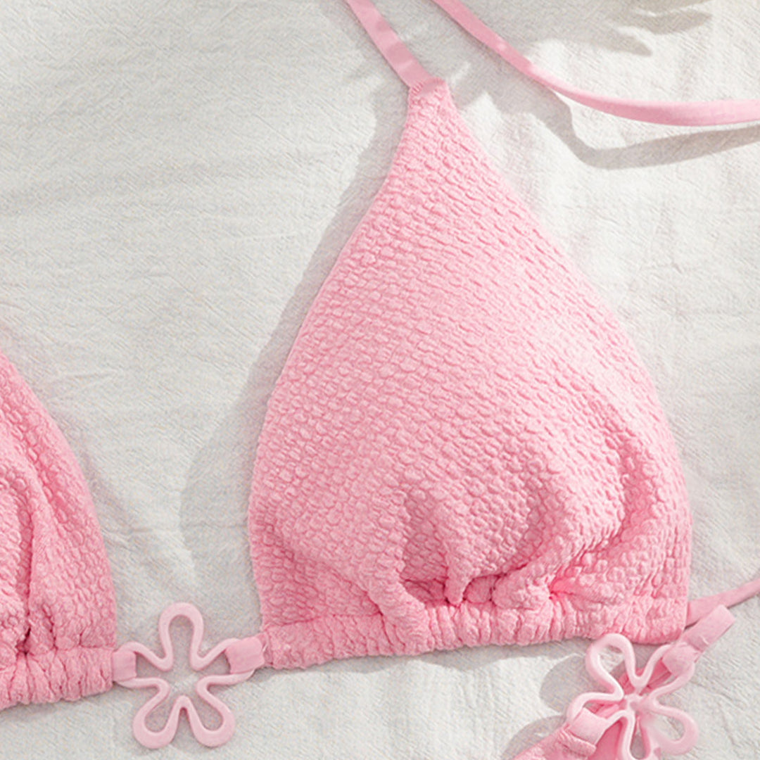 Dame Triangel-Bikini med blomsterdesign og justerbare stropper Skovae