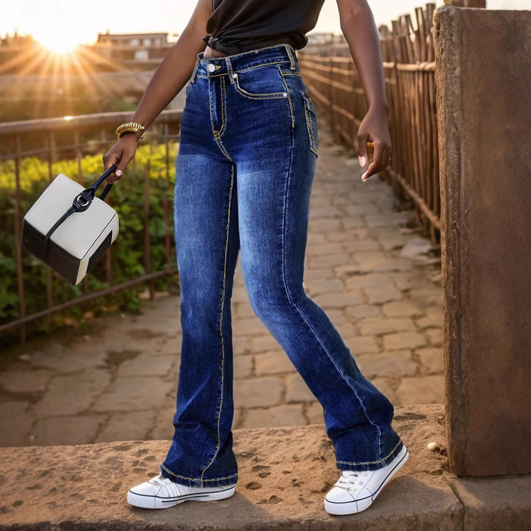 Dame Bootcut Jeans med høj talje og figursyet snit Stilla