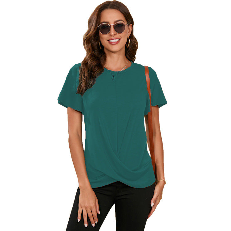 Damer elegant T-shirt med afslappet viklelook og behagelige korte ærmer Stilla