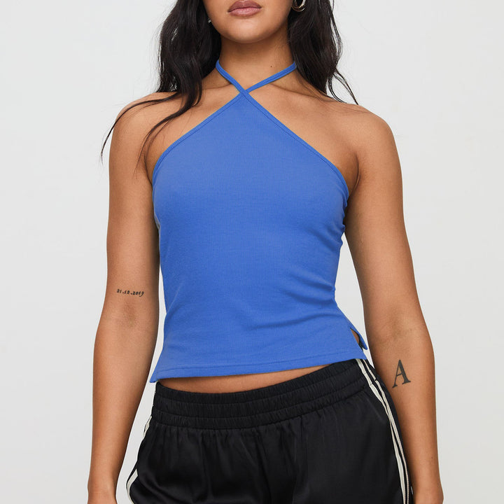 Dame Backless Crop Top med krydsede stropper Stilla