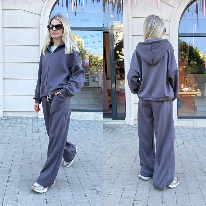 Kvinders Oversized Hoodie og Bred Bukser Sæt Skovae