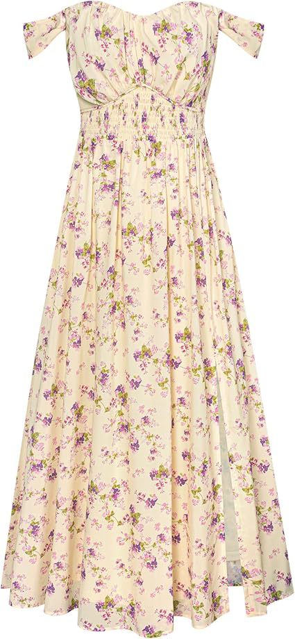 Dame blomsterkjole i maxi-stil med taljebælte fra Stilla