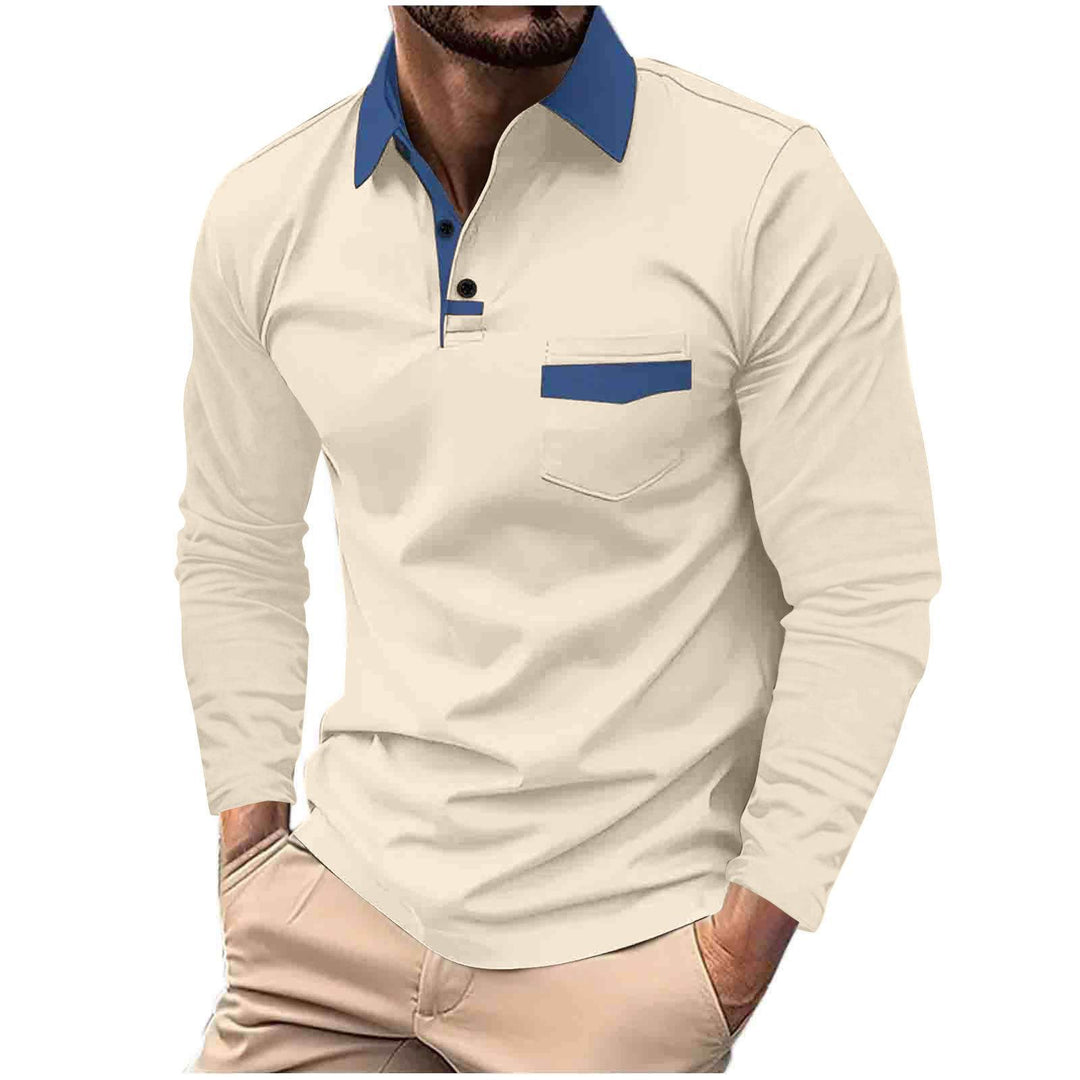 Herrer Langærmet Polo T-shirt med moderne krave og stilfuld brystlomme Stilla