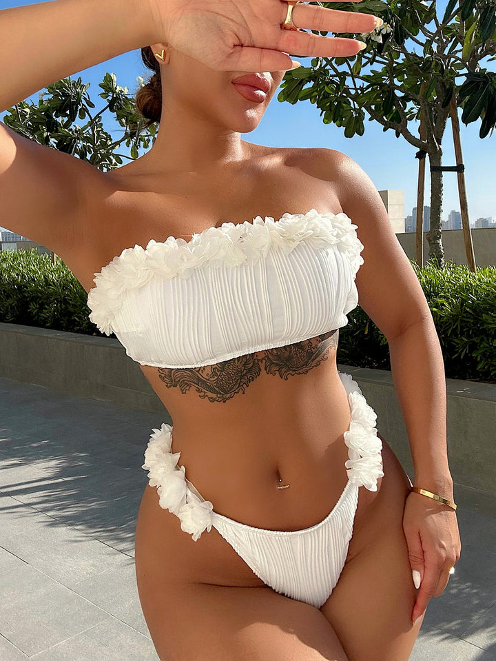Damer Bandeau-bikini-sæt med fashionable flæsedetaljer Skovae