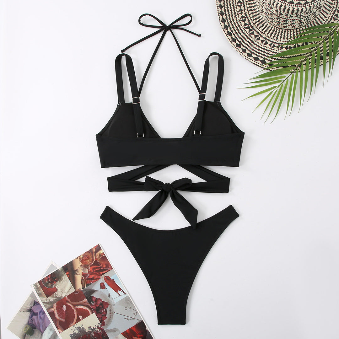 Dame To-delt Bikini-sæt med raffineret indpakningsdesign og høj benudskæring Stilla