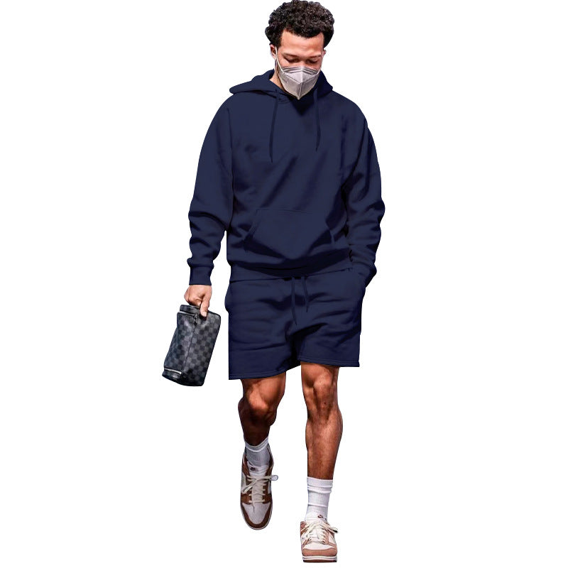 Herre afslappet hoodie- og shorts-sæt i åndbart materiale med praktiske lommer Stilla