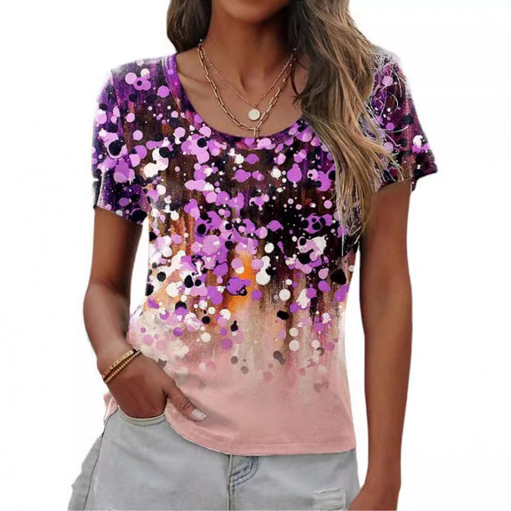 Dame Kunstnerisk Mønstret Kortærmet T-Shirt Stilla