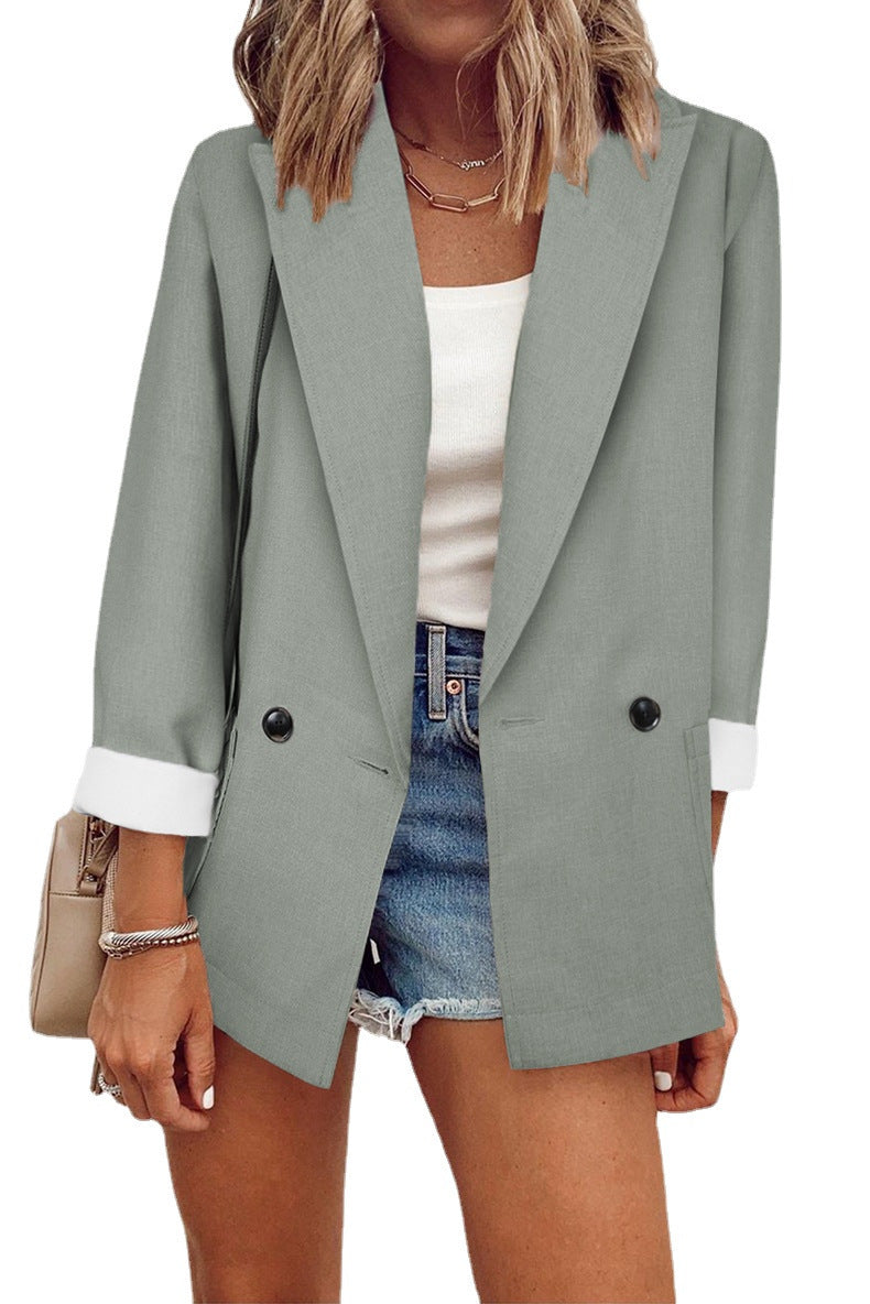 Dame afslappet oversized blazer med to knapper og dybe lommer Stilla