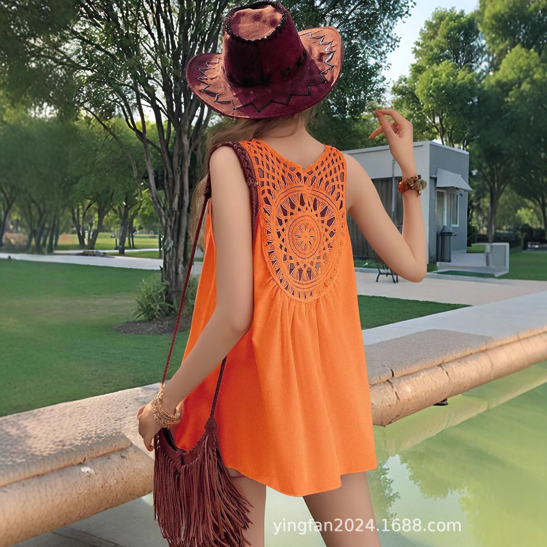 Dame Bohemian Spids-Ryg Tanktop Stilla