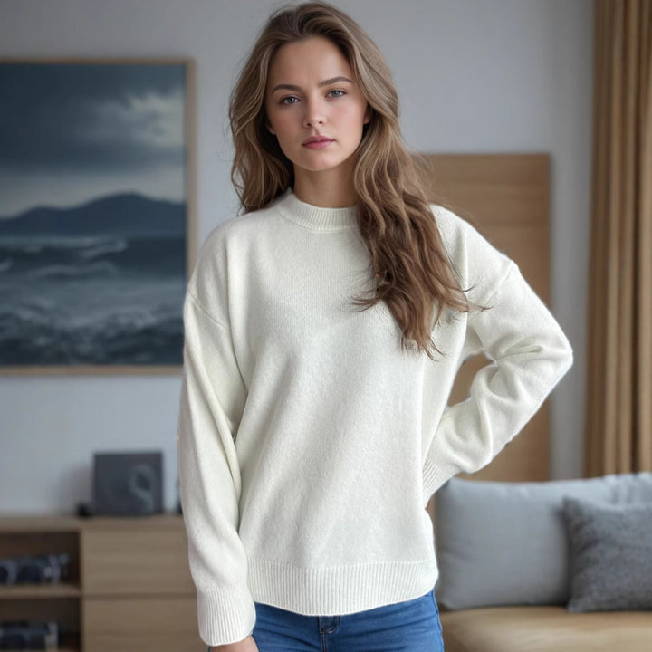 Kvindernes hyggelige strikkede sweater med moderne snit og afslappede detaljer Stilla