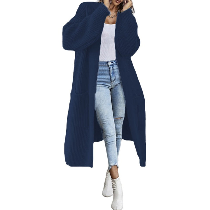 Kvinders chunky strikket cardigan med lommer og åben frontdesign Stilla