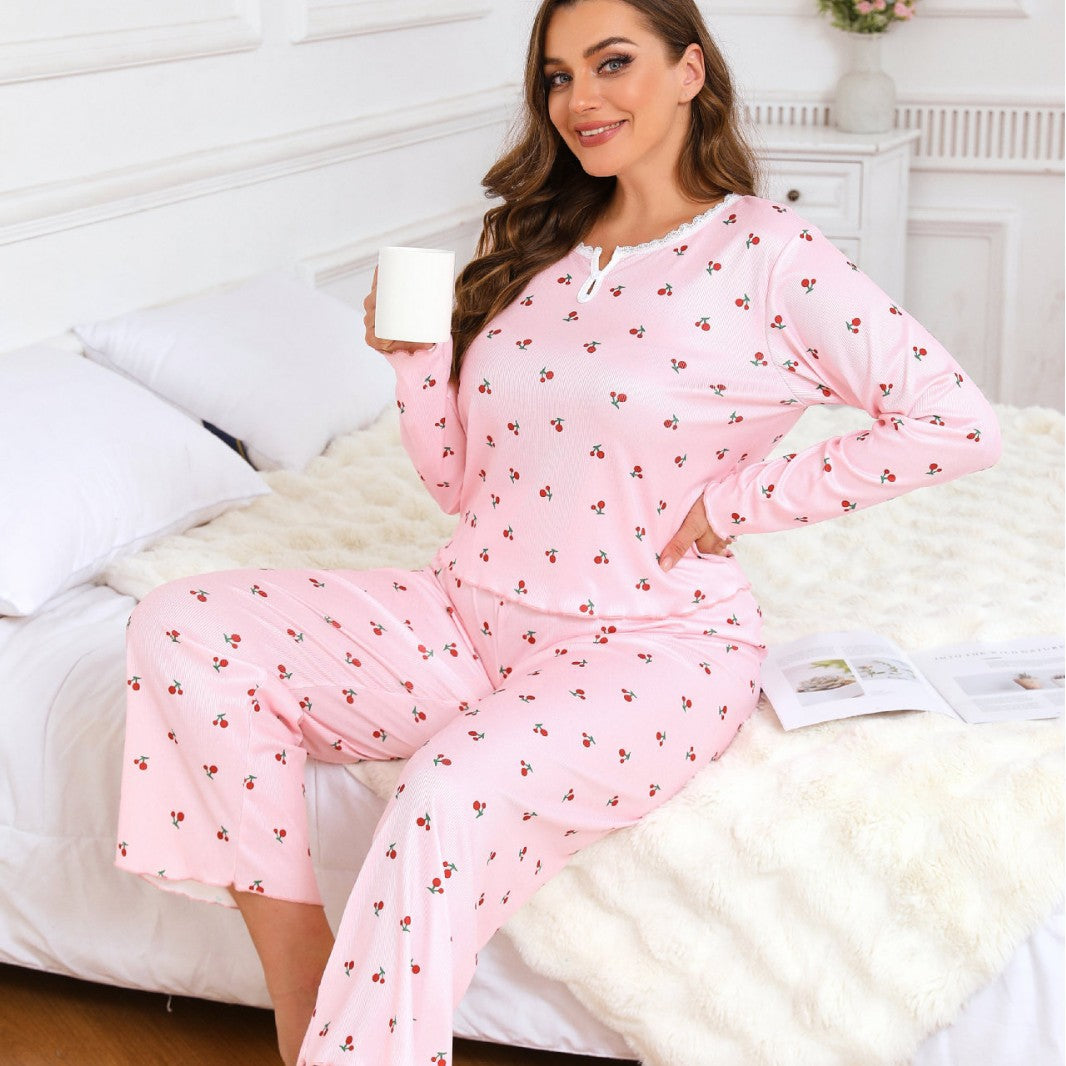 Dame Comfort-Pyjama-sæt med delikat blomsterdesign Stilla