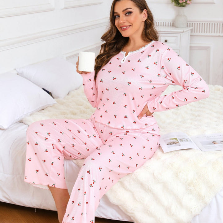 Dame Comfort-Pyjama-sæt med delikat blomsterdesign Stilla