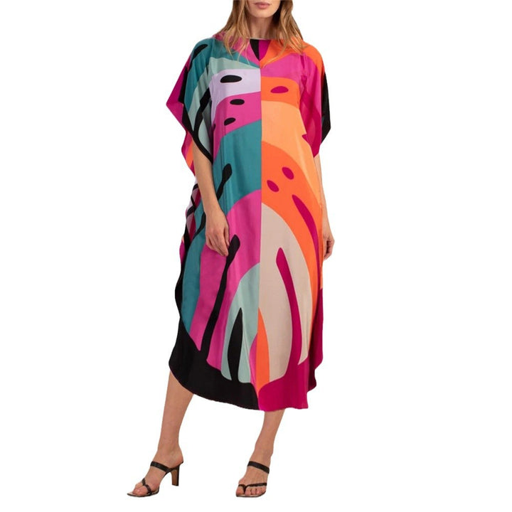 Dame kaftan med moderne bølgedesign og brede ærmer Stilla