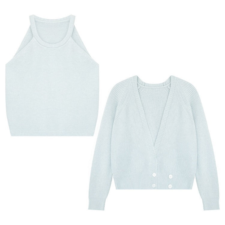 Kvinder cropped cardigan med dyb V-hals og knapdetaljer Stilla