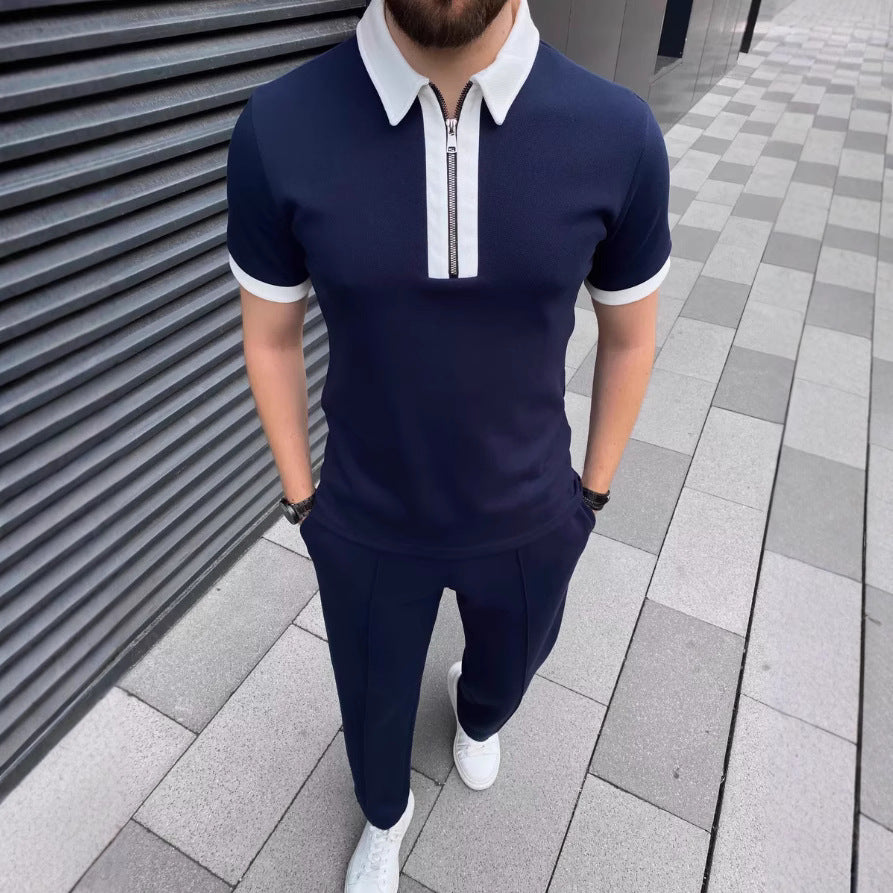 Herrer Modern Zip-Up Polo Sæt Stilla